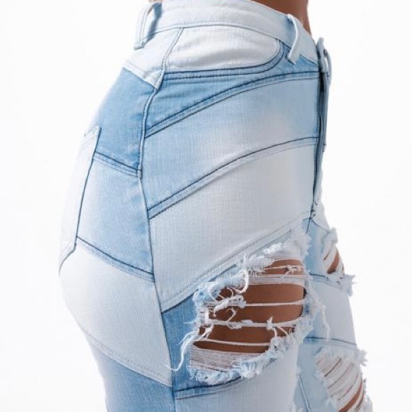 High waisted skinny patched jeans - Picture 5 of 5